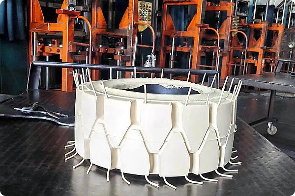 JABIL non-marking solid tyre freshly removed from vulcanisation mould