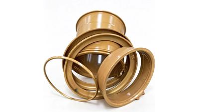 4-Piece Industrial Forklift Rim – Orange Powder Coat view 1