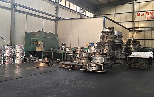 JABIL tyre mould workshop with stacked steel vulcanisation moulds