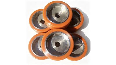 Polyurethane Drive Wheel – Orange PU with Steel Hub view 2
